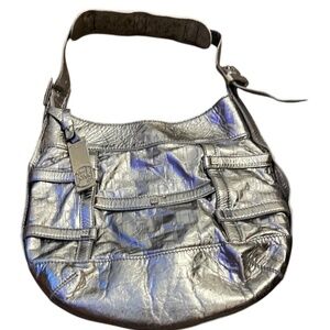 Vintage Henri Bendel Metallic Silver Slouchy Hobo Single Strap Shoulder Bag